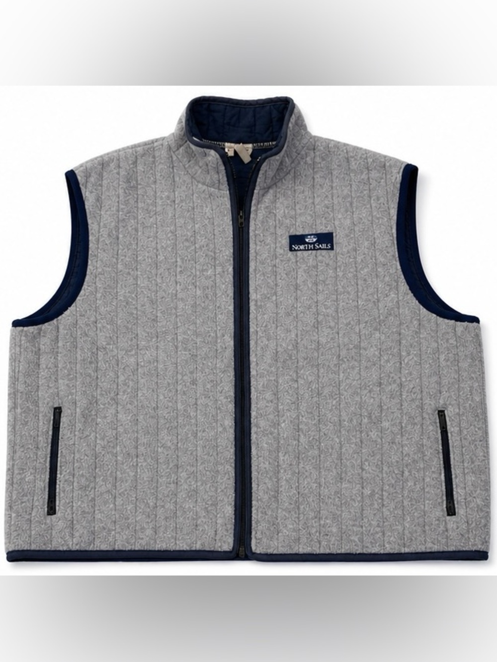 North Sails Polartec Fleece Vest Large Gray Full Zip Quilted Pockets Men - Picture 2 of 12